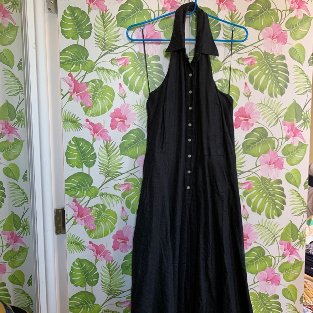 Hepburn button-down a-line halter collar dress